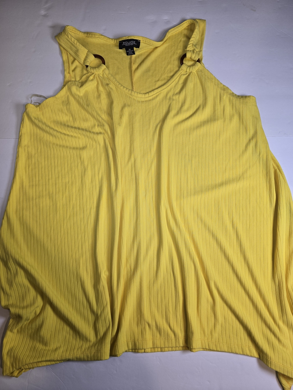 Rouge! Yellow Ribbed Swim Coverup with Ring-Strap Detail